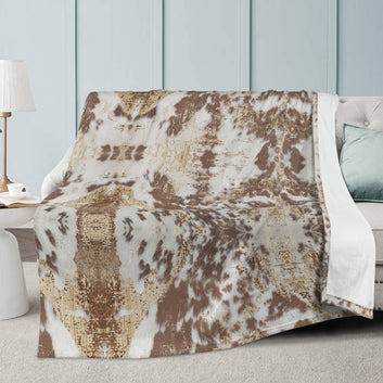 Distressed Cowhide Printed Soft Polyester Premium Fleece Blanket