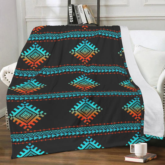 Ombre Aztec Printed Soft Polyester Premium Fleece Blanket