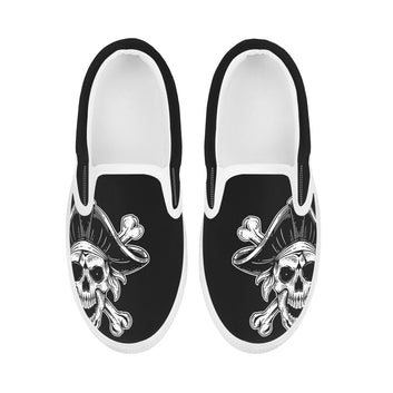 Black Pirate Mascot Kids Slip On Shoes