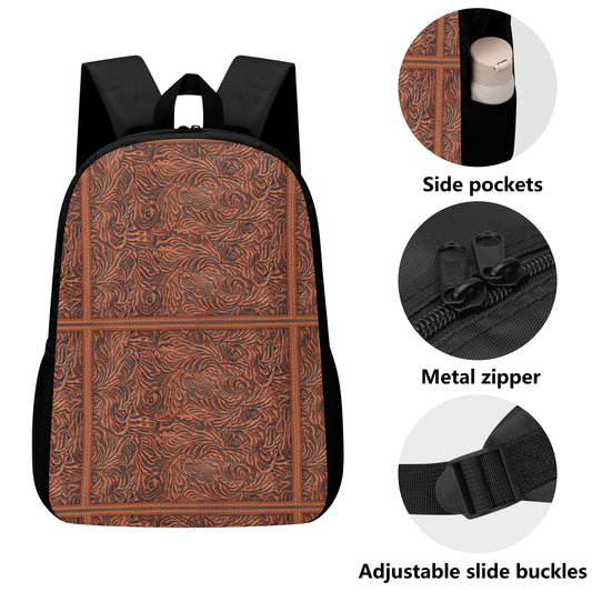 Tooled Leather Look 17 Inch Laptop Backpack