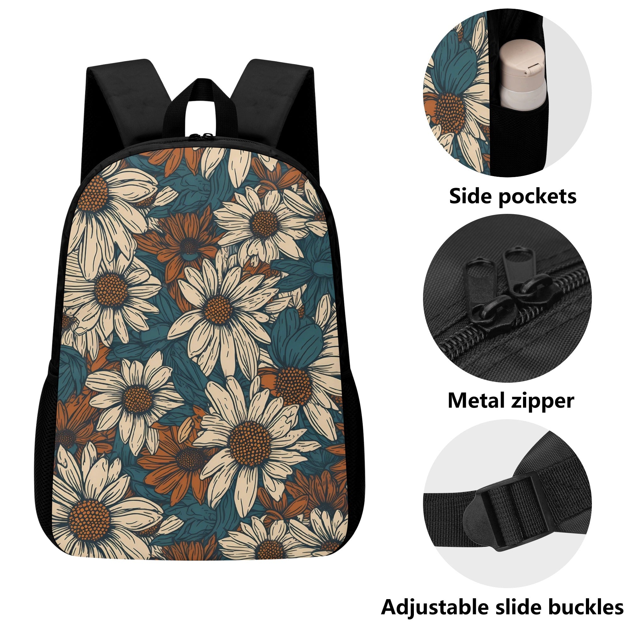 Boho Floral 17 Inch Laptop Backpack