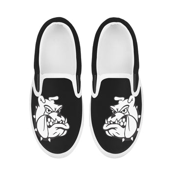 Black Bulldogs Mascot Kids Slip On Shoes