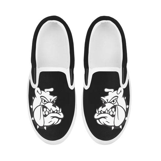 Black Bulldogs Mascot Kids Slip On Shoes