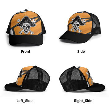 Kids Orange Pirate  Mesh Baseball Caps