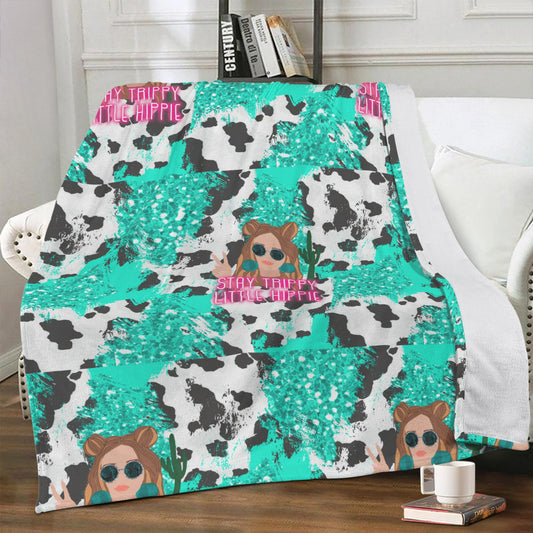 Stay Trippy little Hippie Soft Polyester Premium Fleece Blanket