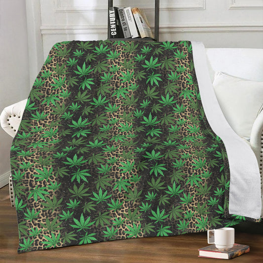 Leopard Weed Soft Polyester Premium Fleece Blanket