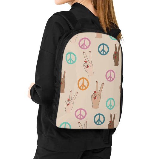 Girl Power Peace Sign 17 Inch Laptop Backpack