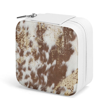 Cowpoke Acid Washed Cowhide PRINTED Square Jewelry Case Box