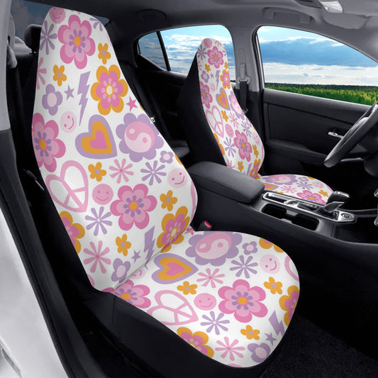 Groovy Flowers Soft Front Car Seat Covers