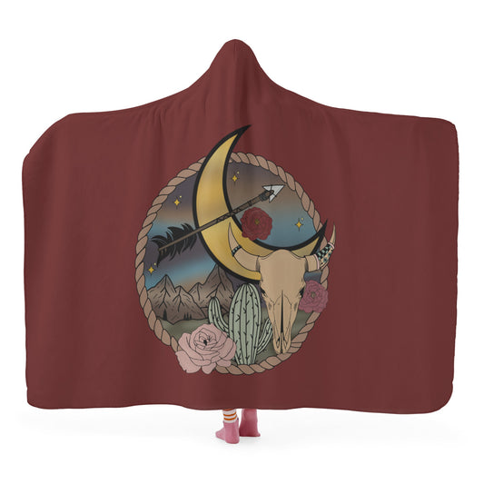 Desert Scene Hooded Blanket Maroon