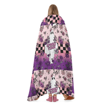 Spooky Vibes Purple Hooded Blanket