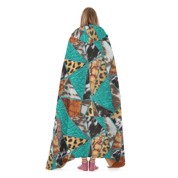 Western Patchwork Hooded Blanket