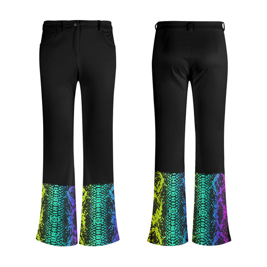 Neon Snake Skin Printed Flare Leg Pants