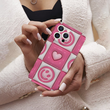 3d Puff Effect Pink Heart iPhone 15 Pro Phone Case