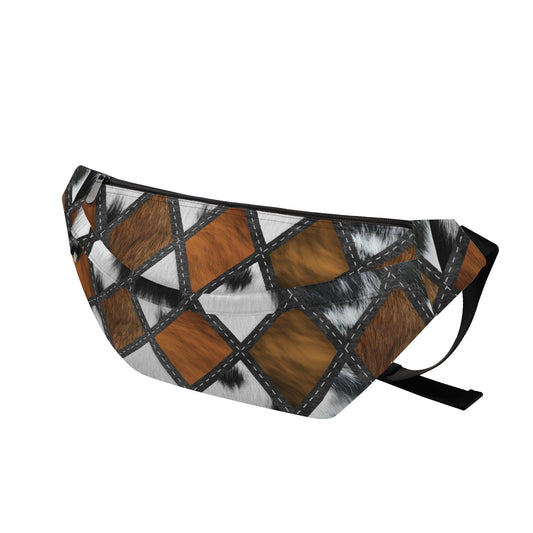 Cowhide Diamond Stitch Printed Large Fanny Pack