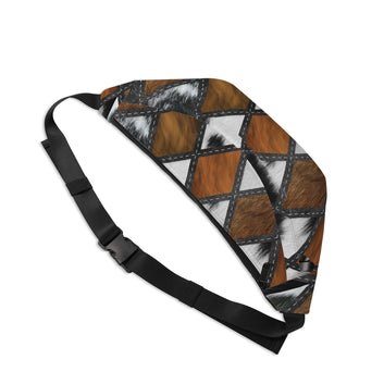 Cowhide Diamond Stitch Printed Large Fanny Pack