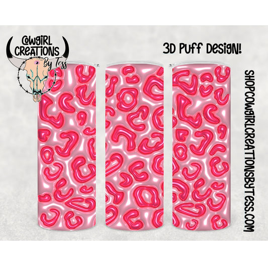 Pink Leopard 3d Puff Effect Tumbler