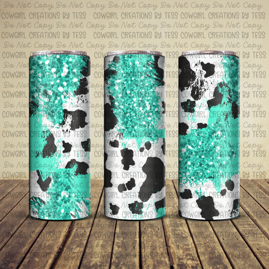 Glitter Cowhide Turquoise Tumbler RDD