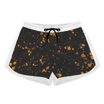 Women's orange paint splatter Print Casual Shorts