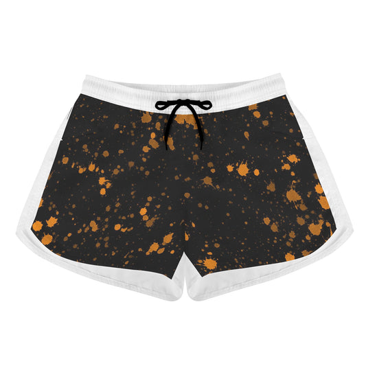 Women's orange paint splatter Print Casual Shorts