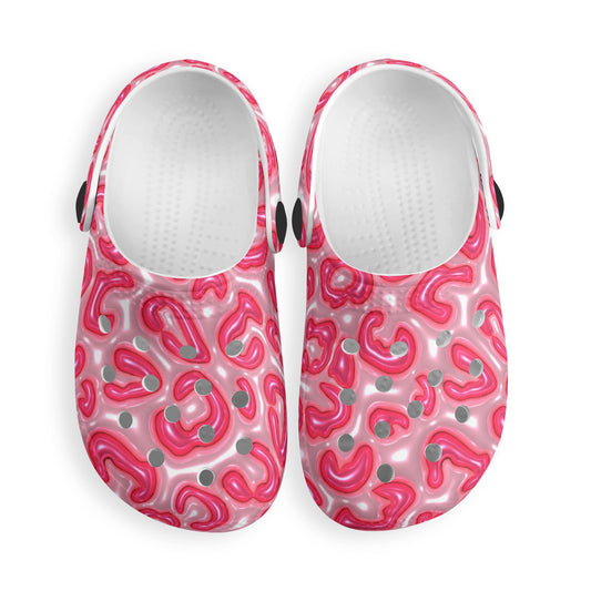 3d Pink Leopard Print Kids Classic Clogs