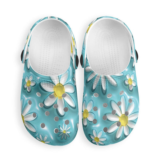 3d blue daisy Kids  Classic Clogs