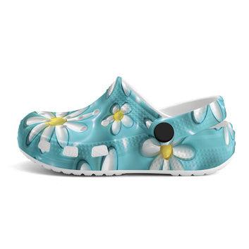 3d blue daisy Kids  Classic Clogs