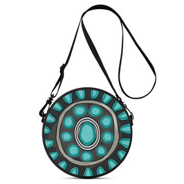 Turquoise Concho Print Round Satchel Bags