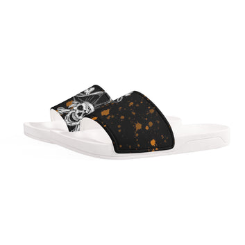 Orange skull pirate splatter Womens Slide Sandals Shoes