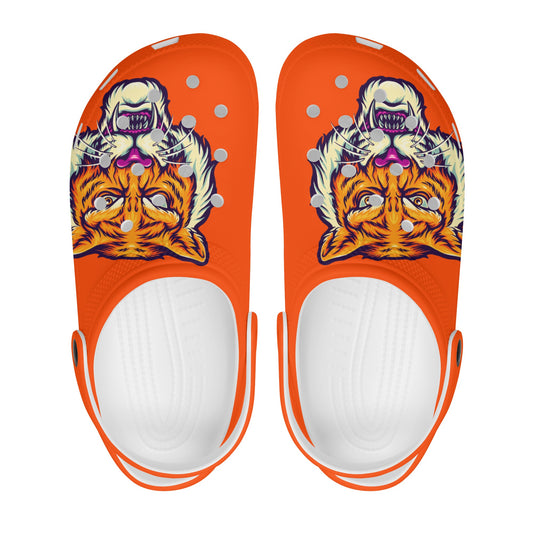 Womens Orange Tiger Clogs