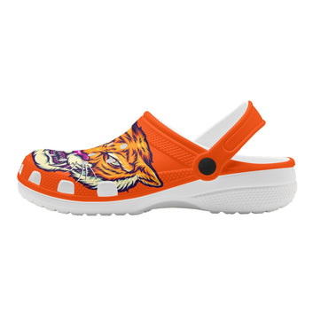 Womens Orange Tiger Clogs