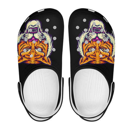 Womens Black Tiger Clogs