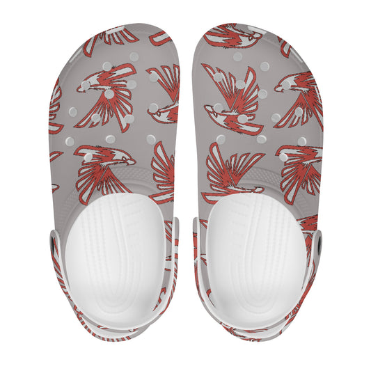 Womens All Over Red Hawks Mascot Clogs