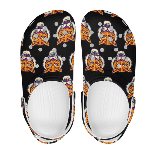 Womens All Over Tiger Mascot Clogs