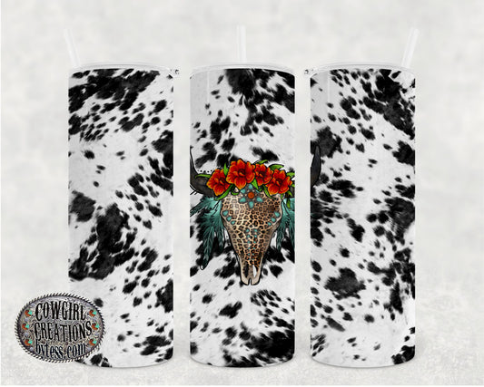 Boho Steer Cowhide Tumbler