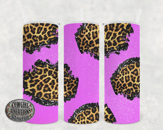 Hot pink glitter cheetah Tumbler