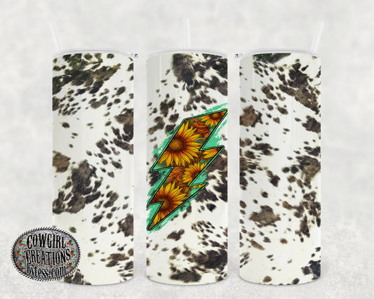 Sunflower Lightning Cowhide Tumbler