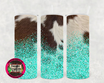 Teal and Cowhide Tumbler